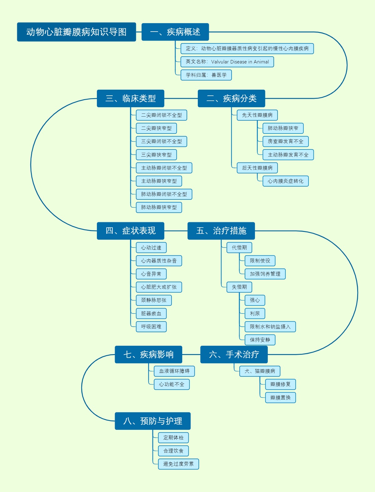 动物心脏瓣膜病知识导图