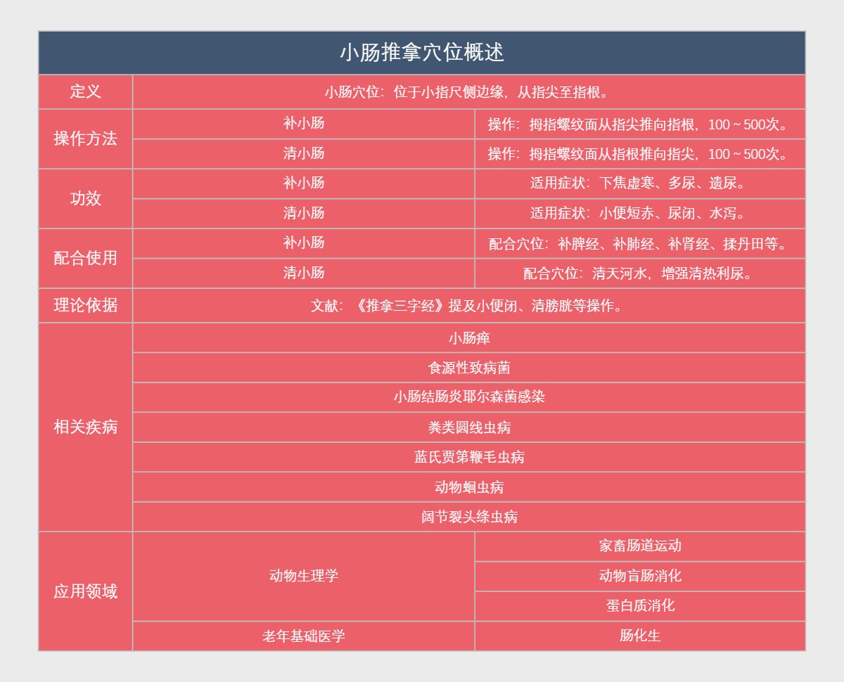 小肠推拿穴位概述