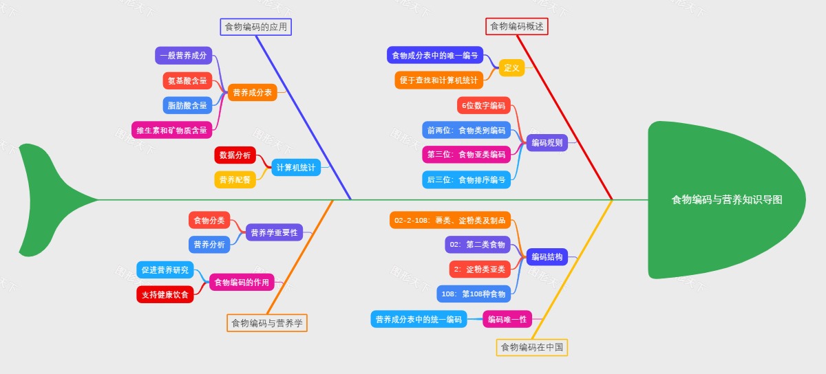 食物编码与营养知识导图