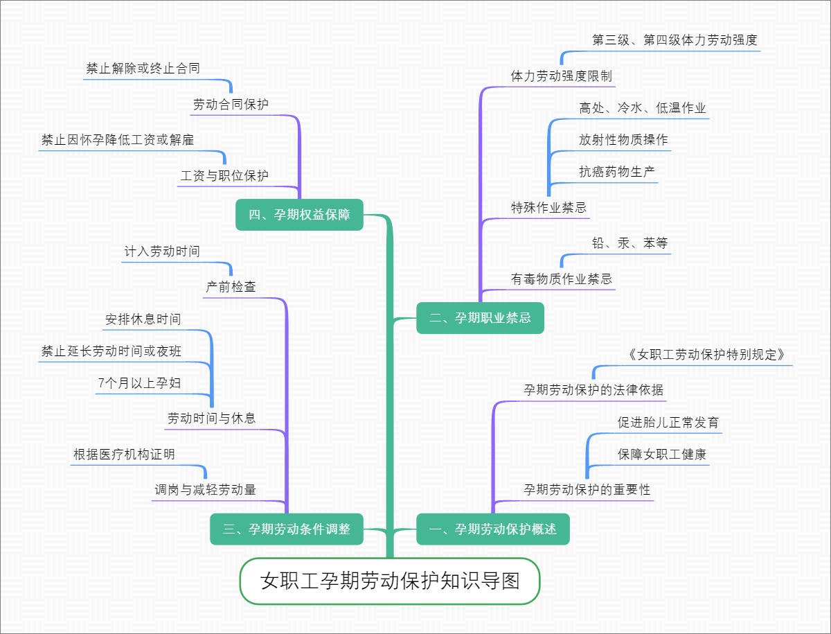 女职工孕期劳动保护知识导图