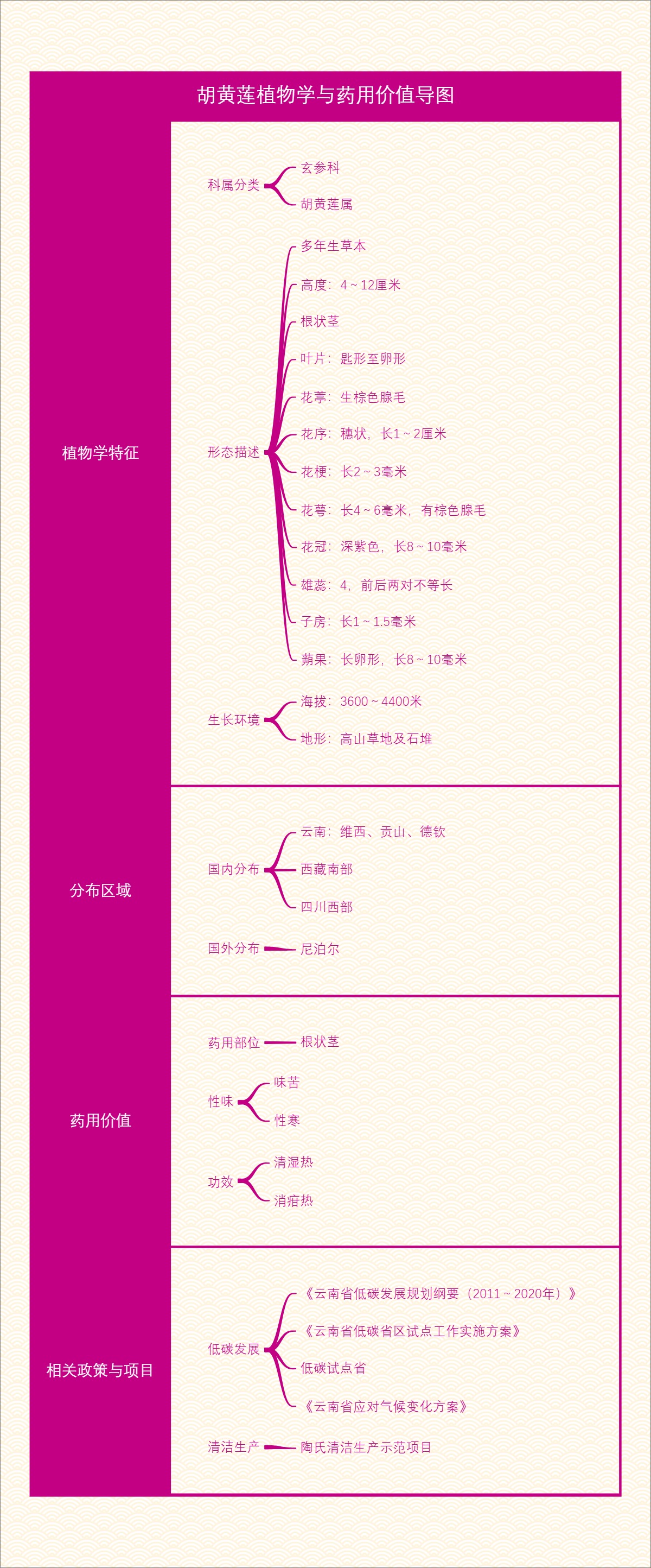 胡黄莲植物学与药用价值导图
